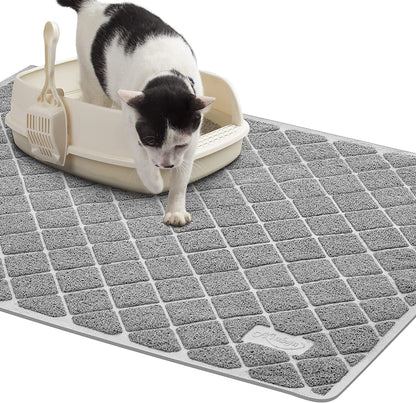 Premium Cat Litter Mat with Non-Slip Waterproof Backing, Soft Litter Trapping Design for Easy Cleaning