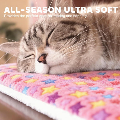Ultra Soft Reversible Dog Bed Crate Pad with Star Print - Washable Pet Mat for Dogs and Cats, 29 x 21 Inches, Pink