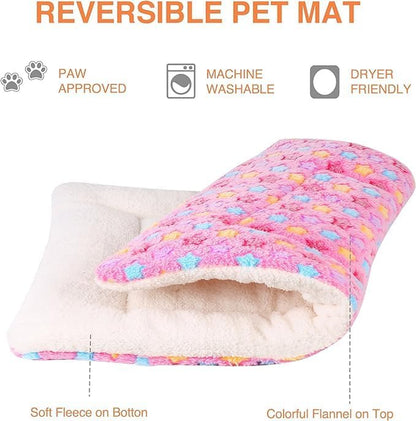 Ultra Soft Reversible Dog Bed Crate Pad with Star Print - Washable Pet Mat for Dogs and Cats, 29 x 21 Inches, Pink