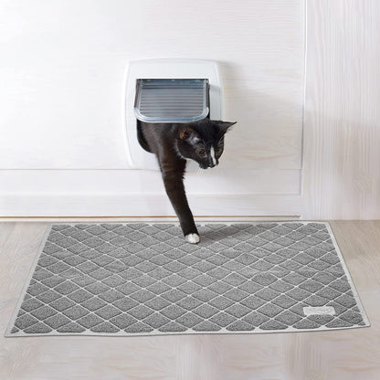 Premium Cat Litter Mat with Non-Slip Waterproof Backing, Soft Litter Trapping Design for Easy Cleaning
