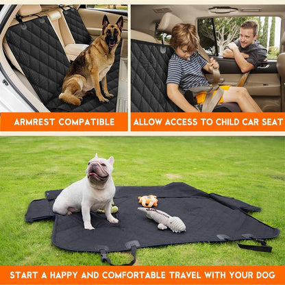 Premium Waterproof Dog Car Seat Cover - Non-Slip Bench Protector for Rear Seats, Compatible with Most Cars, SUVs, and Trucks - Black