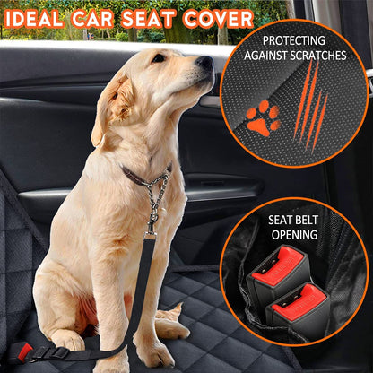 Premium Waterproof Dog Car Seat Cover - Non-Slip Bench Protector for Rear Seats, Compatible with Most Cars, SUVs, and Trucks - Black