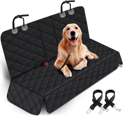 Premium Waterproof Dog Car Seat Cover - Non-Slip Bench Protector for Rear Seats, Compatible with Most Cars, SUVs, and Trucks - Black