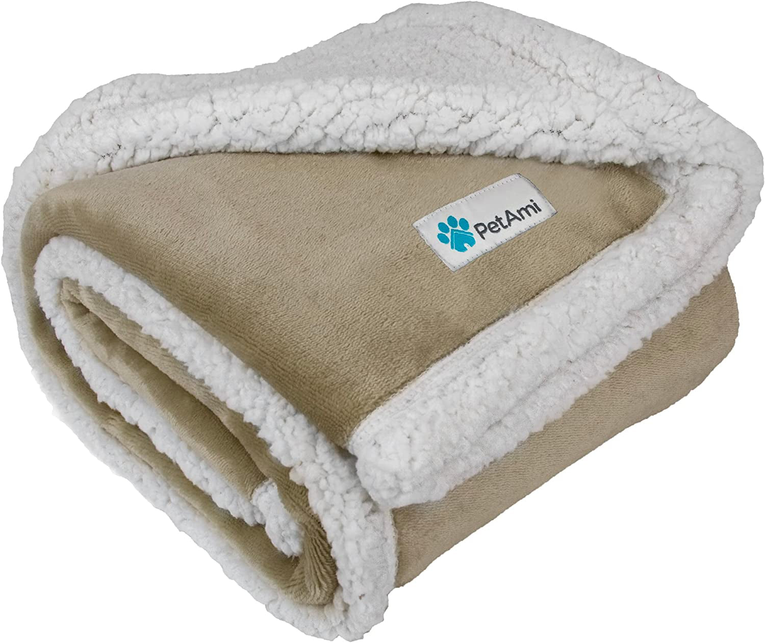 Reversible Sherpa Fleece Dog Blanket for Medium to Large Pets, Soft Plush Couch Cover Protector, Machine Washable, 80x60, Taupe